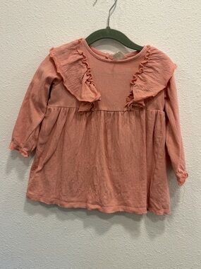 H&M Long Sleeve Ruffle Top in Dusty Rose